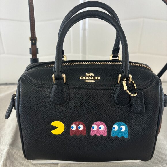 Coach PacMan Bennet Satchel - Micro, Black Leather - Picture 1 of 10